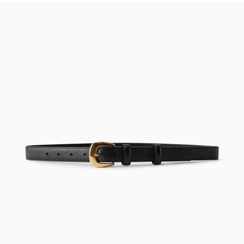 Aritzia Legendary solid brass belt - black leather